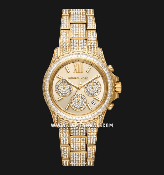 Michael Kors Everest MK7254 Chronograph Ladies Gold Dial Gold With Crystals Stainless Steel Strap