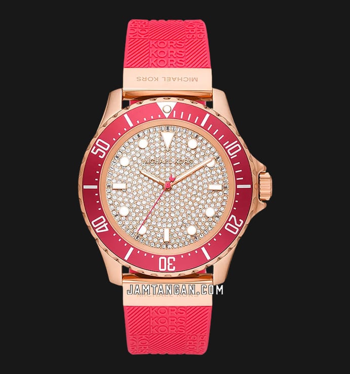 Michael Kors Everest Pave MK7359 Rose Gold Dial Pink Silicone Strap