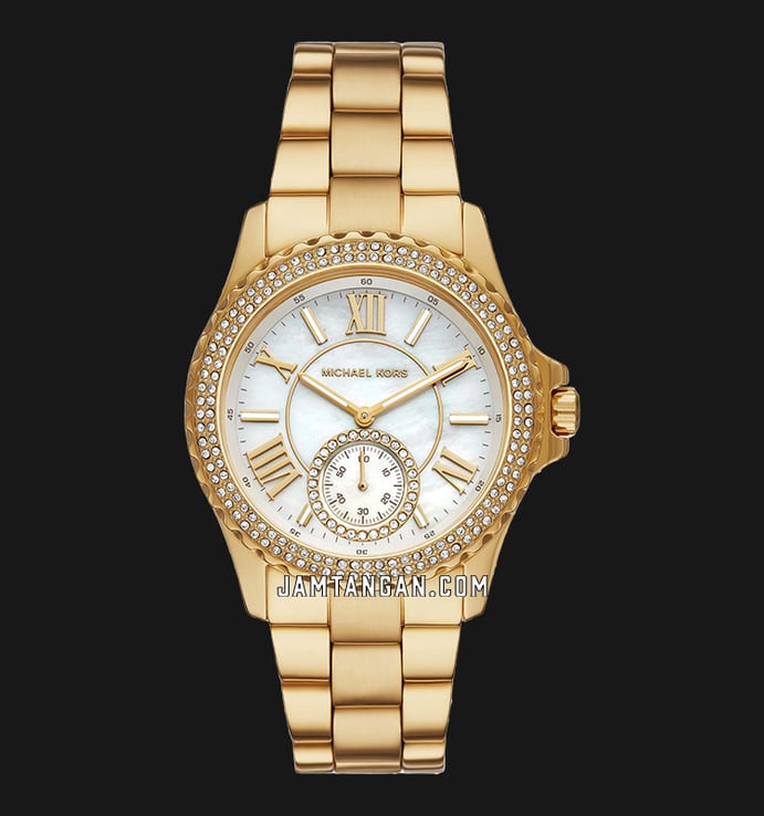 Michael Kors Everest MK7401 Ladies Mother Of Pearl Dial Gold Stainless Steel Strap