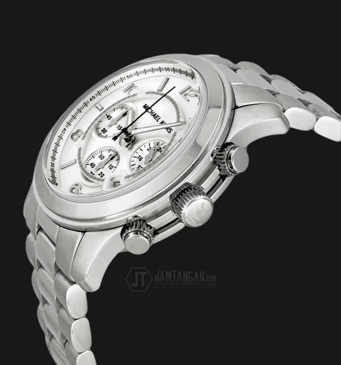 Michael Kors MK8086 Runway Oversized Chronograph Silver Dial Bracelet Watch