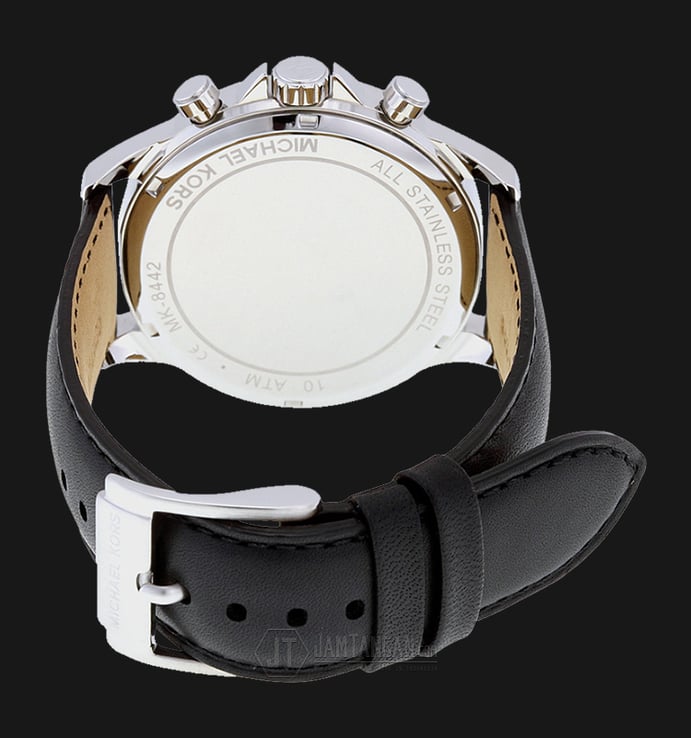 Michael Kors MK8442 Gage Chronograph Black Dial Black Leather Strap