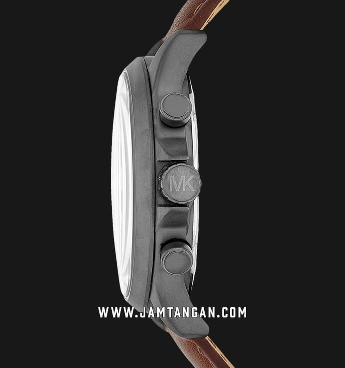 Michael Kors MK8536 Gage Chronograph Men Black Dial Brown Leather Strap