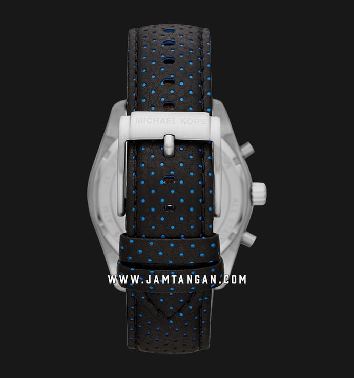 Michael Kors Keaton MK8706 Chronograph Black Dial Cobalt Blue Perforated Leather Strap
