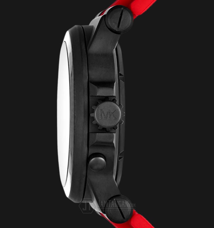 Michael Kors MK9020 Dylan Automatic Black Dial Red Rubber Strap Watch