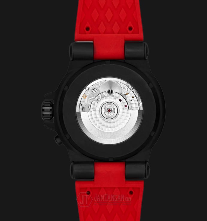 Michael Kors MK9020 Dylan Automatic Black Dial Red Rubber Strap Watch