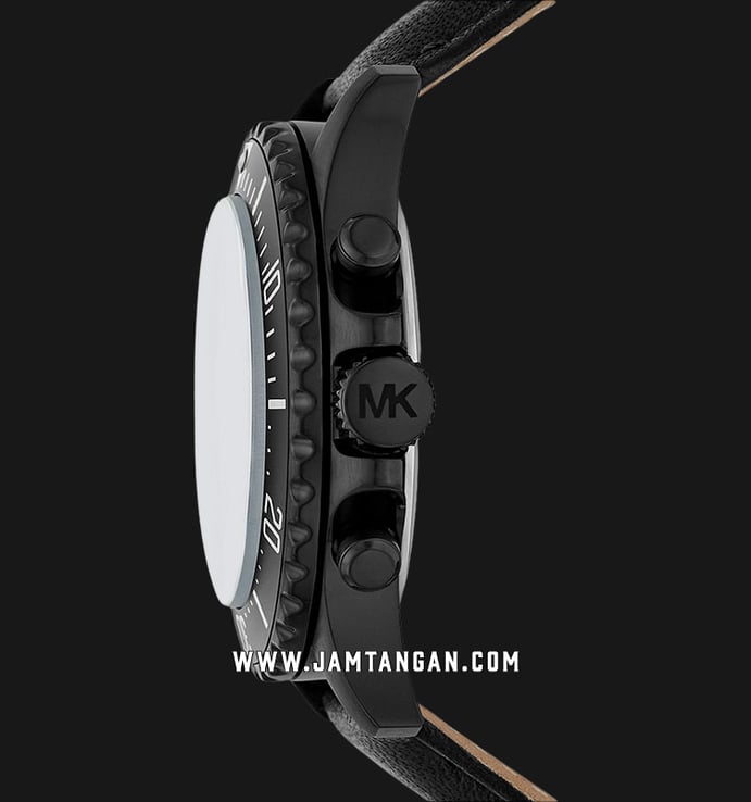 Michael Kors Everest MK9053 Chronograph Black Dial Black Leather Strap