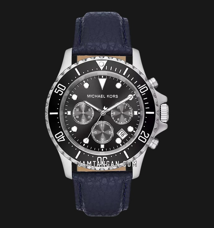 Michael Kors Everest MK9091 Men Black Dial Dark Blue Leather Strap
