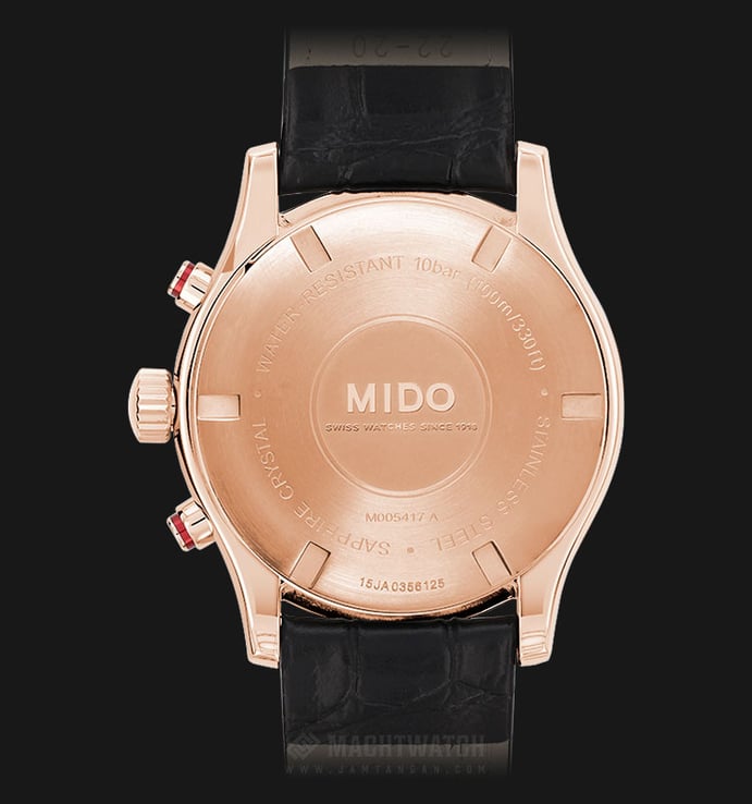 MIDO Multifort M005.417.36.051.20 Chronograph Black Dial Black Leather Strap