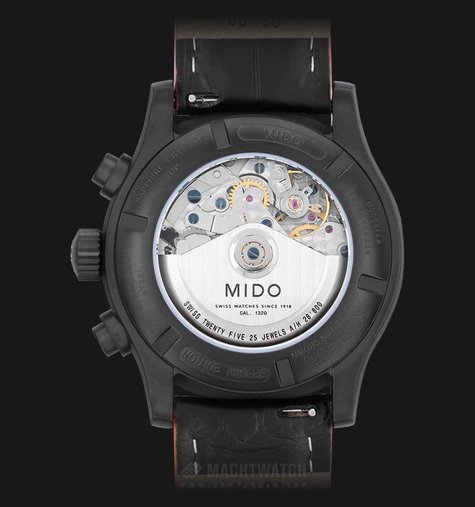 MIDO Multifort M005.614.36.051.22 Chronograph Automatic Black Dial Black Leather Strap