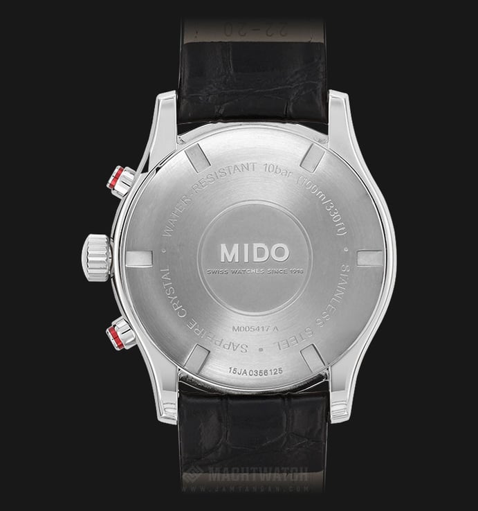 Mido M005.417.16.051.20 Multifort Chronograph Black Dial Black Leather Strap