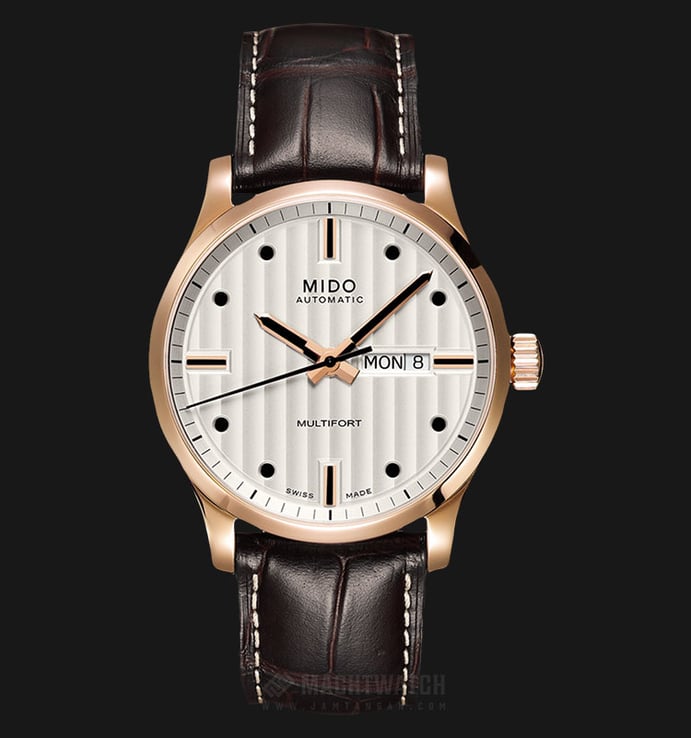 MIDO Multifort M005.430.36.031.80 Automatic Silver Dial Brown Leather Strap