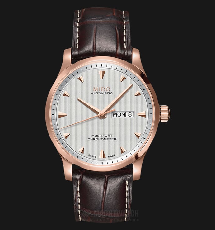 MIDO Multifort M005.431.36.031.00 Chronometer Automatic Silver Dial Brown Leather Strap
