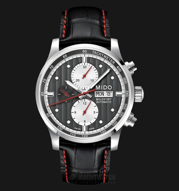 Mido M005.614.16.061.22 Multifort Chronograph Automatic Black Dial Black Leather Strap