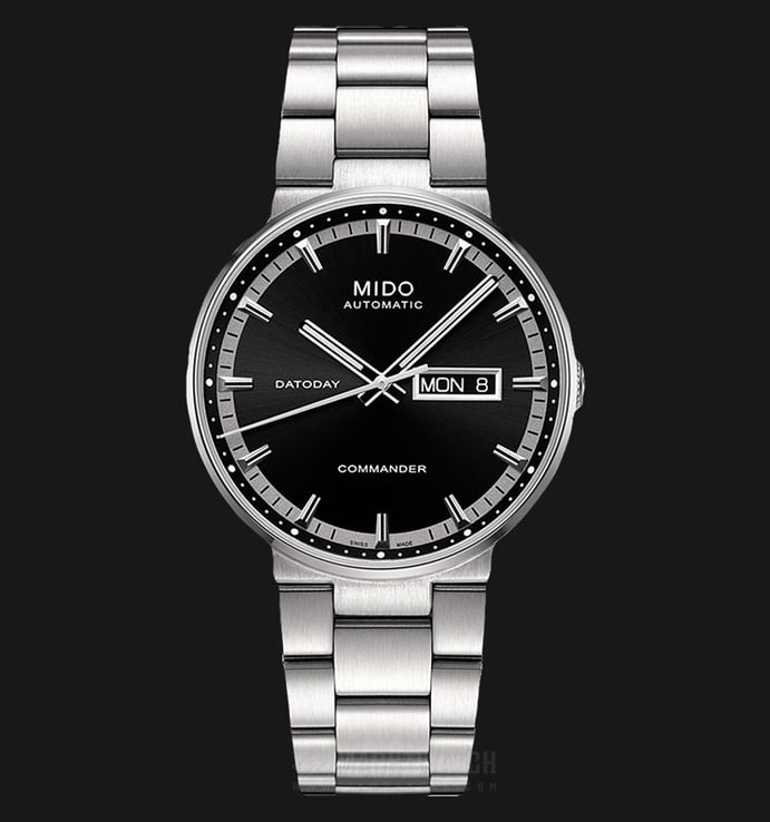 MIDO Commander M014.430.11.051.80 Datoday Automatic Black Dial Stainless Steel Strap