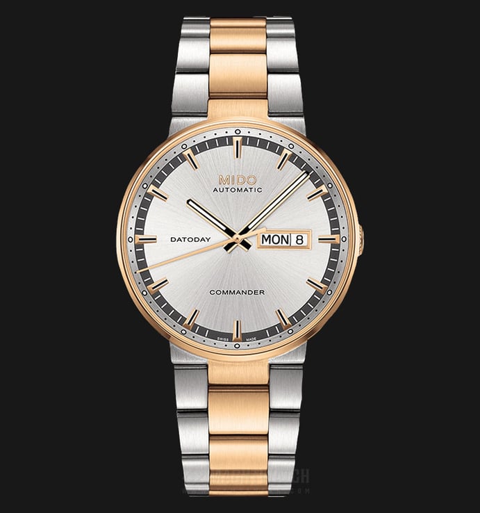MIDO Commander M014.430.22.031.80 Datoday Automatic Silver Dial Dual Tone Stainless Steel Strap