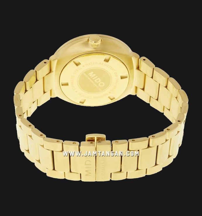 MIDO Commander M014.430.33.021.80 Datoday Automatic Gold Dial Gold Stainless Steel Strap