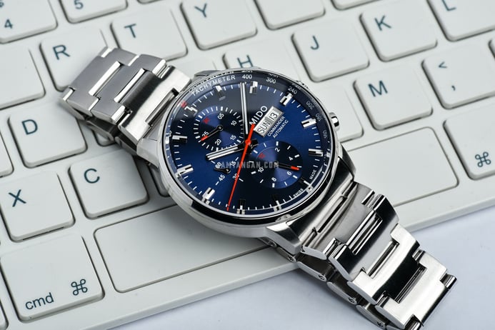 MIDO Commander II M016.414.11.041.00 Chronograph Automatic Blue Dial Stainless Steel Strap
