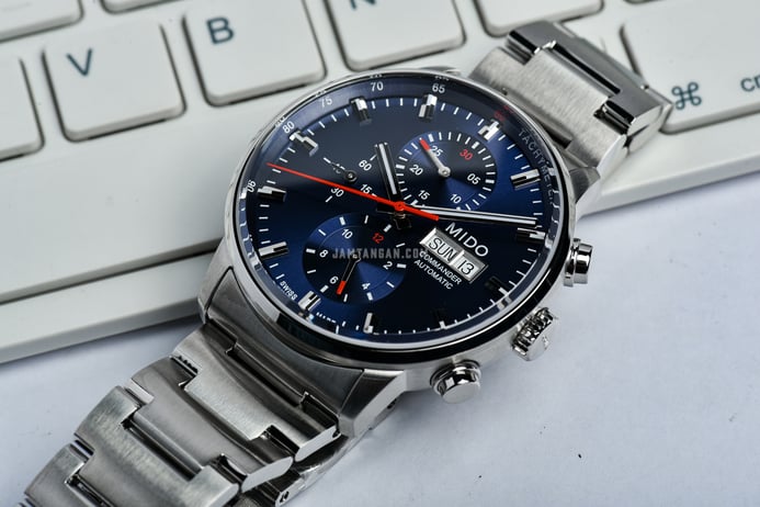 MIDO Commander II M016.414.11.041.00 Chronograph Automatic Blue Dial Stainless Steel Strap