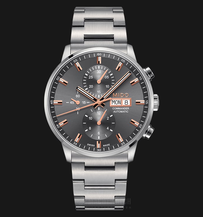 MIDO Commander II M016.414.11.061.00 Chronograph Automatic Grey Dial Stainless Steel Strap