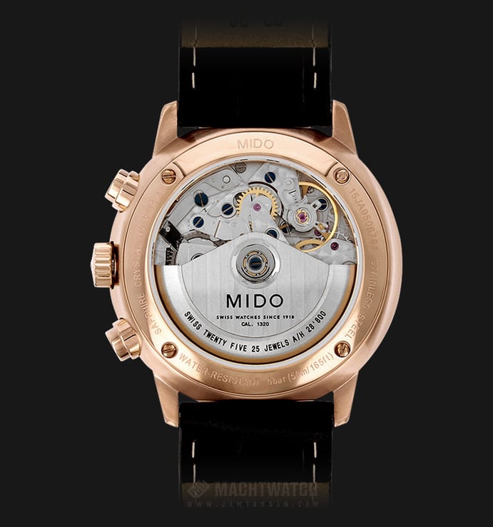 Mido M016.414.36.031.59 Commander II Chronograph Automatic Dual Color Dial Black Leather Strap