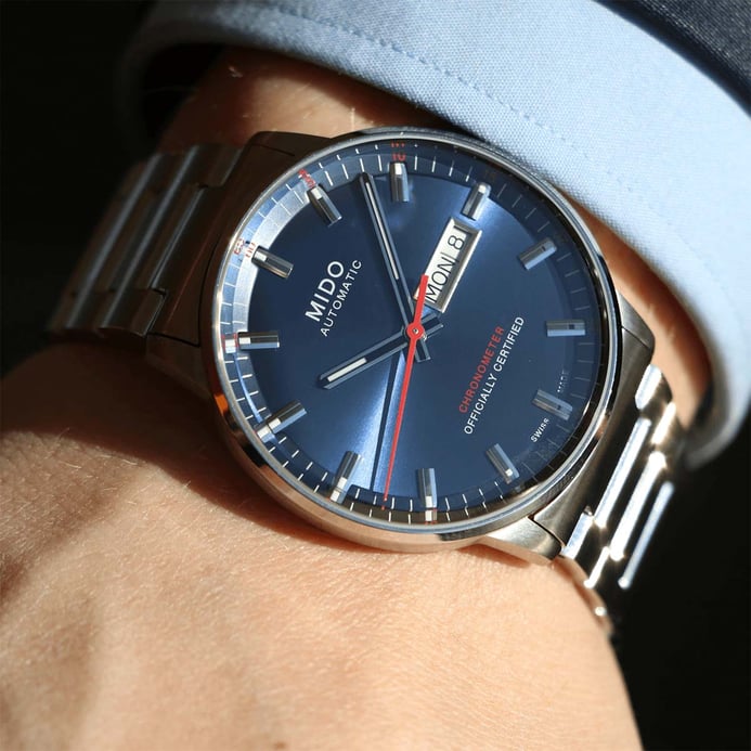 MIDO Commander M021.431.11.041.00 Chronometer Automatic Blue Dial Stainless Steel Strap