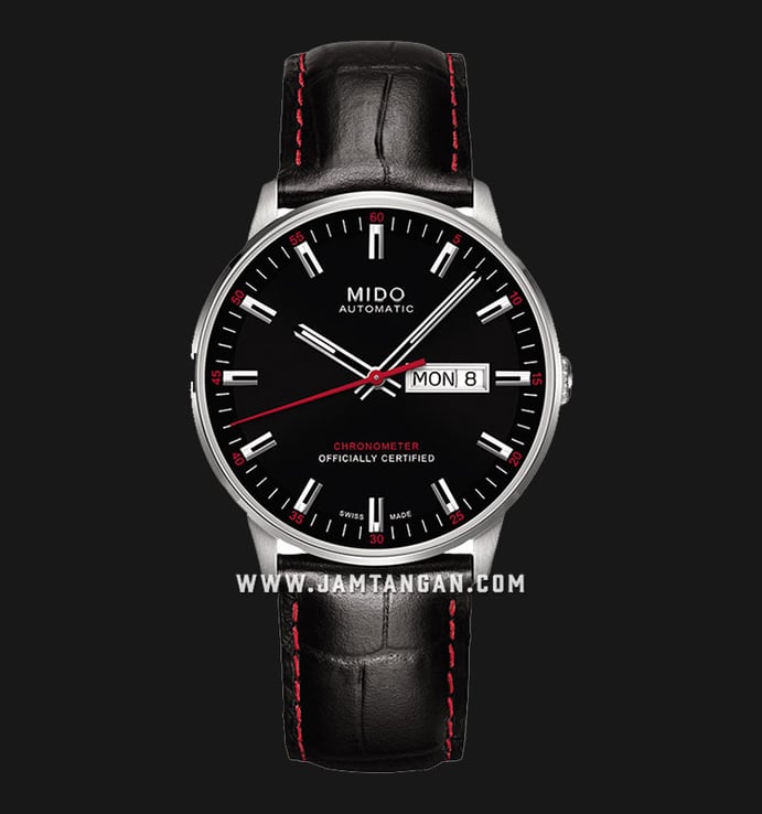 MIDO Commander II M021.431.16.051.00 Chronometer Automatic Black Dial Black Leather Strap