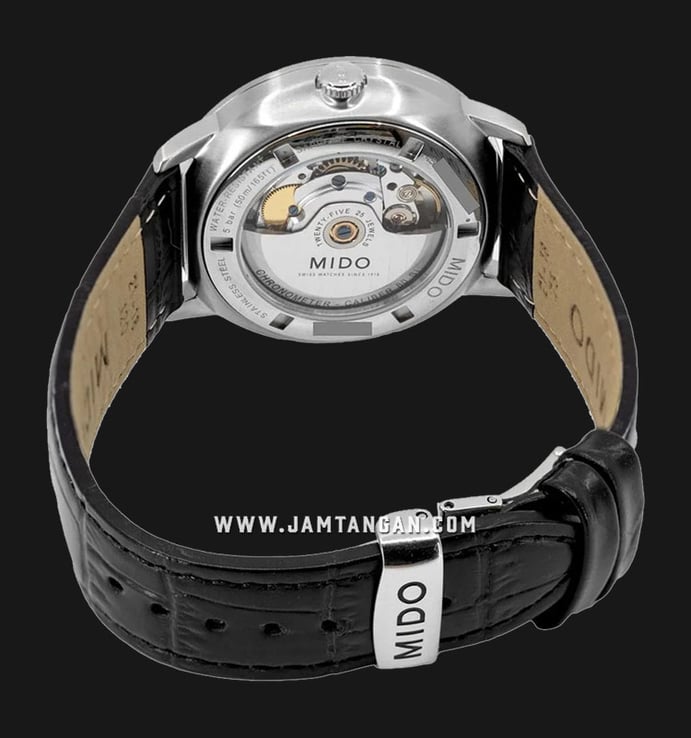 MIDO Belluna II M024.207.16.033.00 Automatic Ladies Silver Dial Black Leather Strap