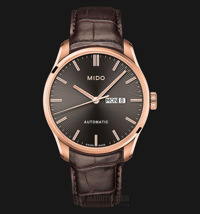 Mido M024.630.36.061.00 Belluna II Automatic Black Dial Brown Leather Strap