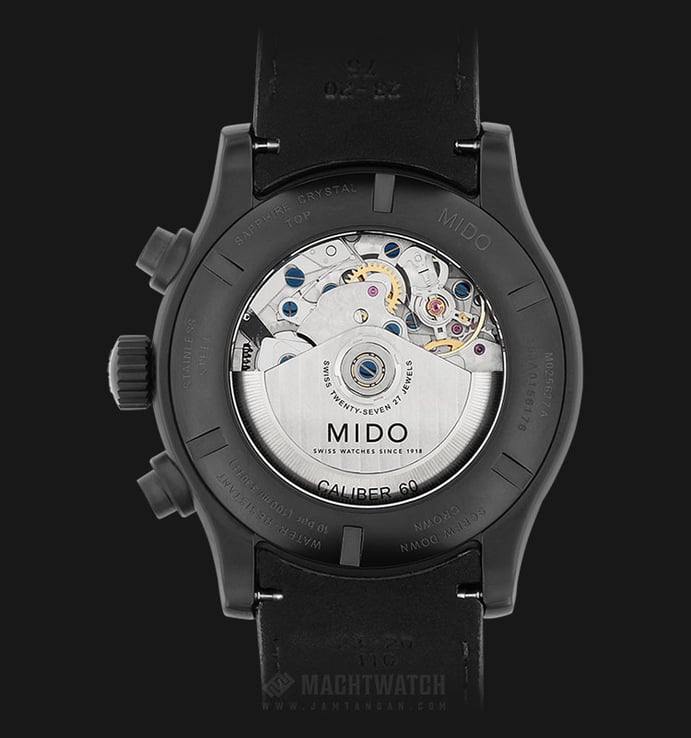 Mido M025.627.36.061.00 Multifort Chronograph Automatic Grey Dial Black Leather Strap