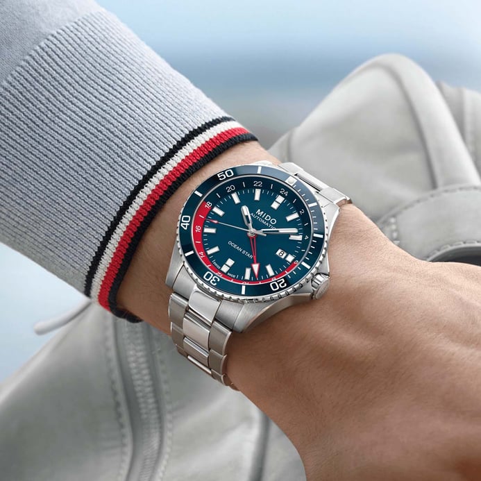 MIDO Ocean Star M026.629.11.041.00 GMT Blue Dial Stainless Steel Strap SPECIAL EDITION + Extra Strap