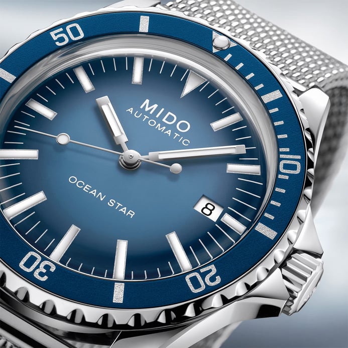 MIDO Ocean Star M026.807.11.041.01 Tribute Blue Dial Mesh Strap Special Edition + Extra Strap