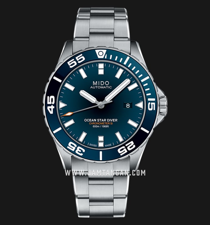 MIDO Ocean Star M026.608.11.041.00 Diver 600 Chronometer Automatic Blue Dial Stainless Steel Strap