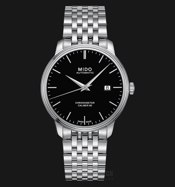 MIDO Baroncelli III M027.408.11.051.00 Chronometer Cal. 80 Automatic Black Dial St. Steel Strap