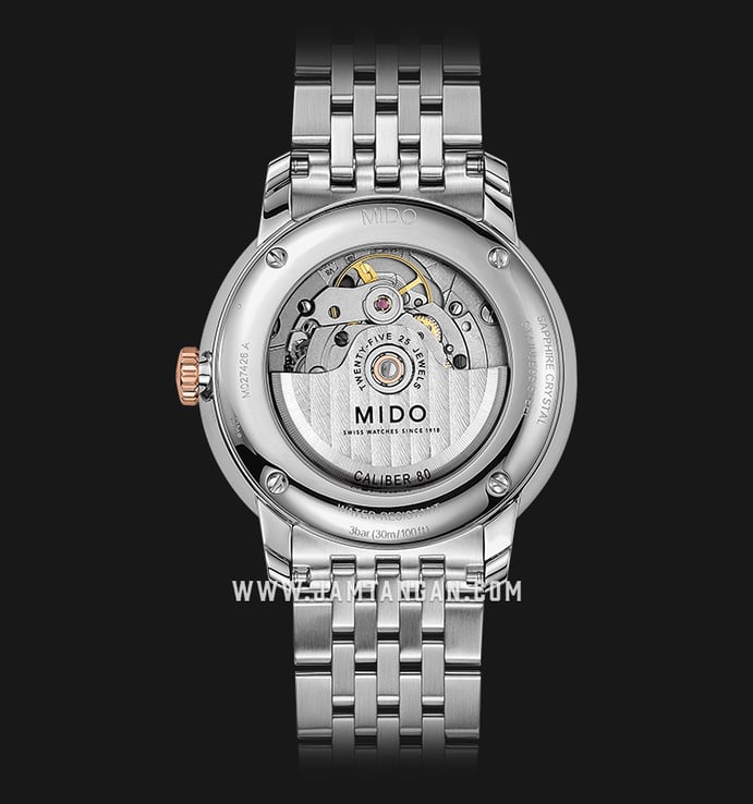 MIDO Baroncelli III M027.426.22.018.00 Big Date Automatic White Dial Dual Tone Stainless Steel Strap
