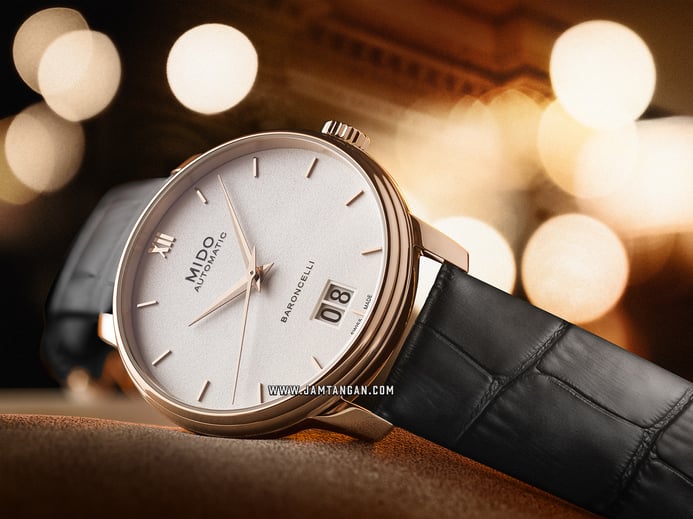 Mido M027.426.36.018.00 Baroncelli III Big Date Automatic White Dial Black Leather Strap