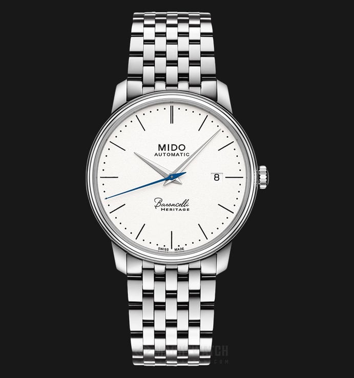 Mido M027.407.11.010.00 Baroncelli III Heritage Automatic White Dial Stainless Steel Strap