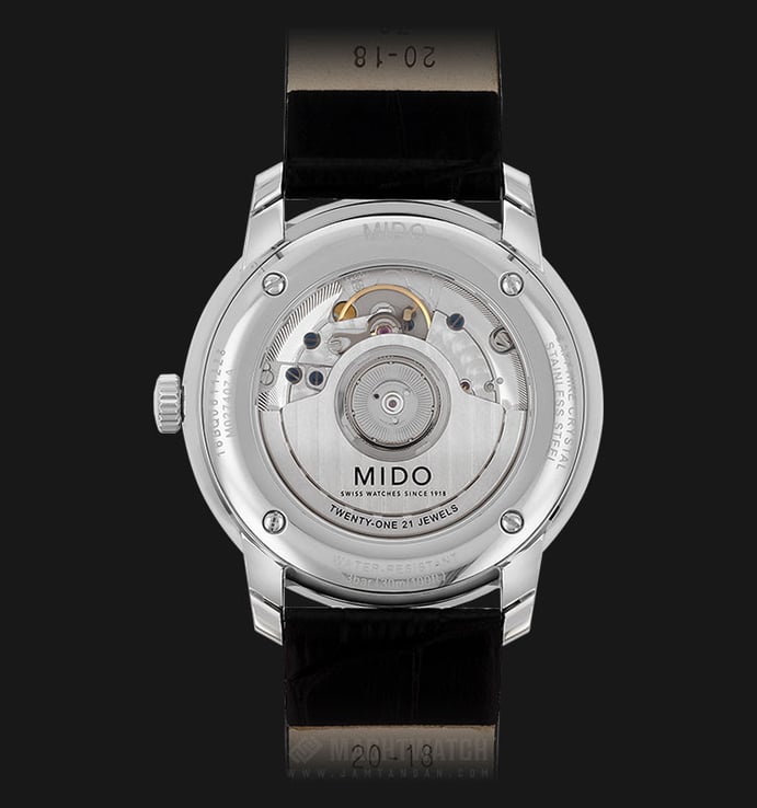Mido M027.407.16.050.00 Baroncelli III Heritage Automatic Black Dial Black Leather Strap