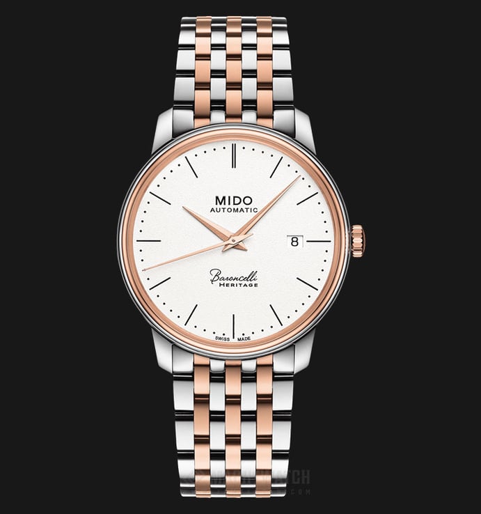 Mido Baroncelli III Heritage M027.407.22.010.00 Automatic White Dial Dual Tone Stainless Steel Strap