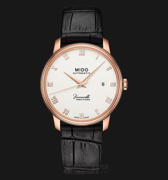 MIDO Baroncelli III M027.407.36.013.00 Heritage Automatic White Dial Black Leather Strap