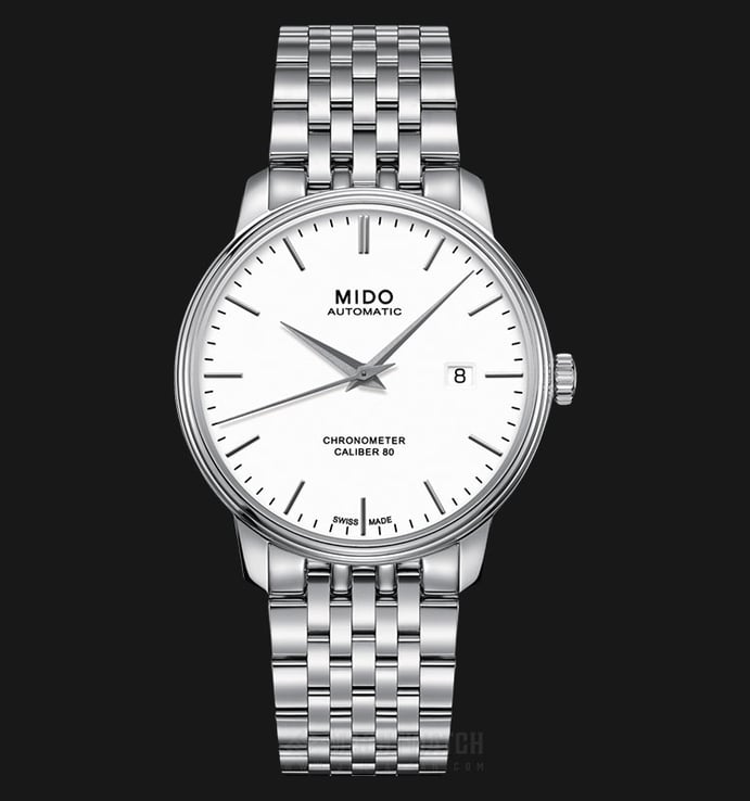 MIDO Baroncelli III M027.408.11.011.00 Chronometer Cal. 80 Automatic White Dial St. Steel Strap
