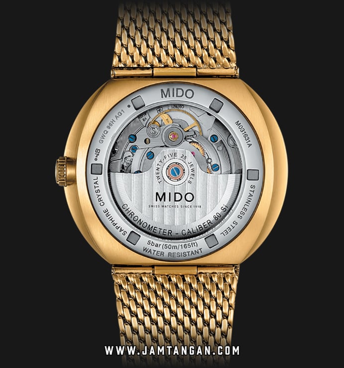 MIDO Commander M031.631.33.021.00 Icone Gold Dial Gold Mesh Strap