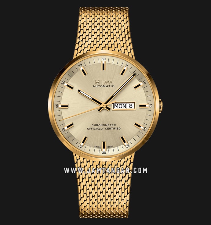 MIDO Commander M031.631.33.021.00 Icone Gold Dial Gold Mesh Strap