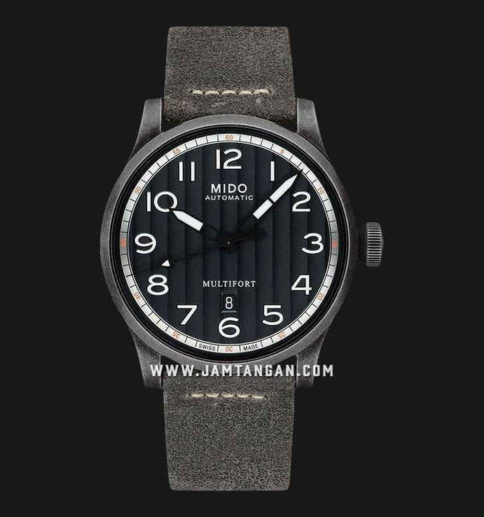 MIDO Multifort M032.607.36.050.00 Automatic Black Dial Grey Leather Strap