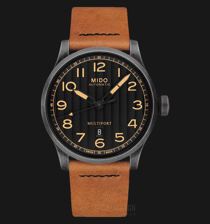 MIDO Multifort M032.607.36.050.99 Automatic Black Dial Tan Leather Strap