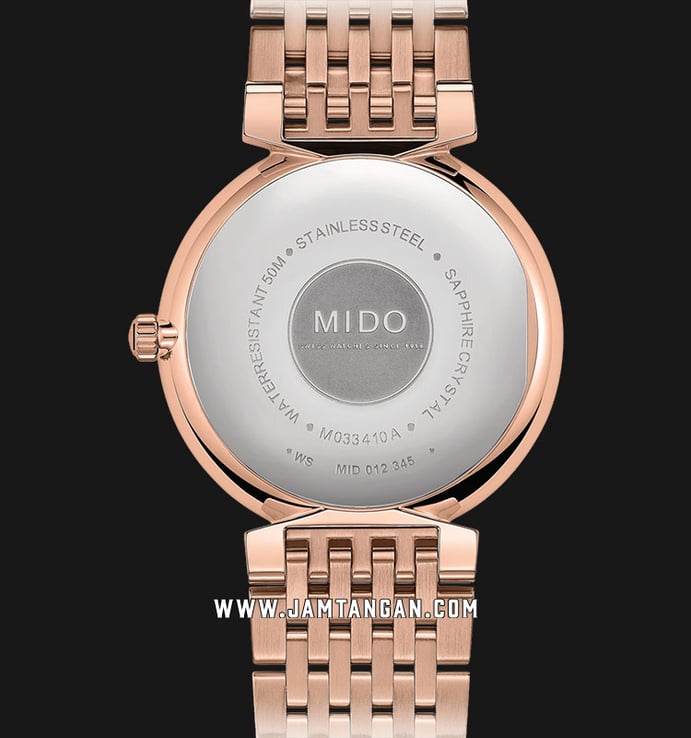MIDO Dorada M033.410.33.031.00 Everytime Silver Dial Rose Gold Stainless Steel Strap