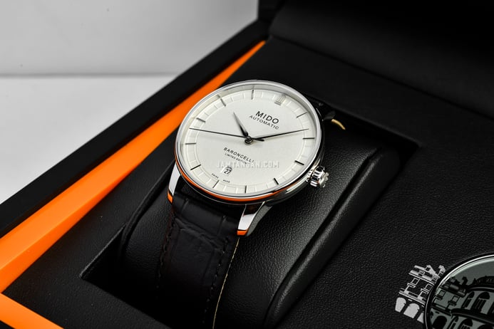 MIDO Baroncelli M037.407.16.261.00 20th Anniversary Ivory Dial Black Leather Strap LIMITED EDITION