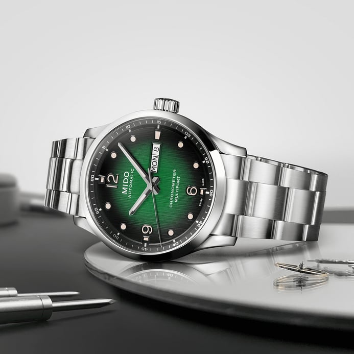 MIDO Multifort M M038.431.11.097.00 Automatic Chronometer Green Dial Stainless Steel Strap