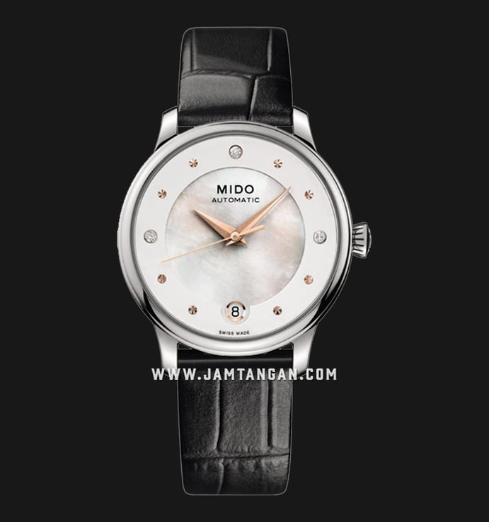 MIDO Baroncelli M039.207.16.106.00 Lady Day & Night Automatic MOP Dial Black Leather Strap