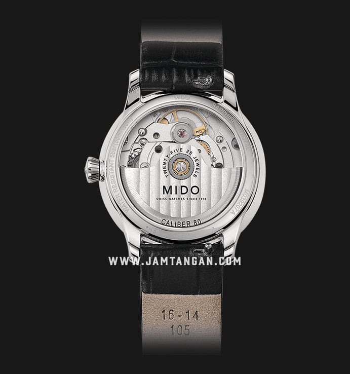 MIDO Baroncelli M039.207.16.106.00 Lady Day & Night Automatic MOP Dial Black Leather Strap