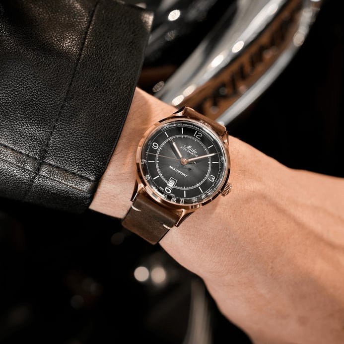 MIDO Multifort M040.407.36.060.00 Patrimony Automatic Black Dial Dark Brown Patina Leather Strap